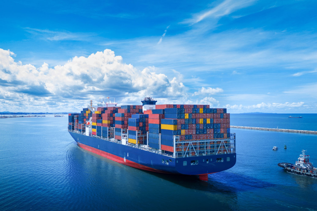 stern view of a cargo ship