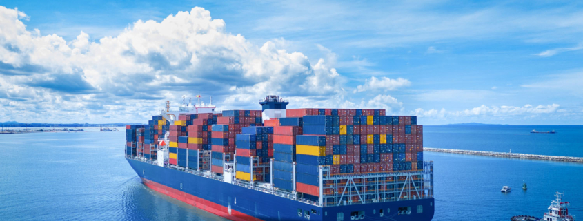 stern view of a cargo ship