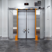 insulated door leading into a cold storage room