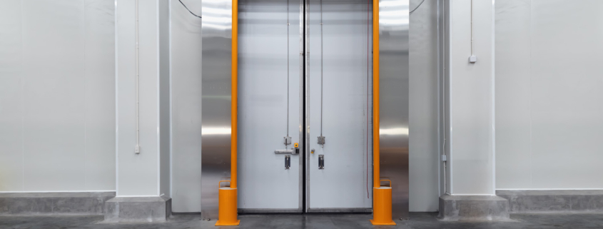insulated door leading into a cold storage room